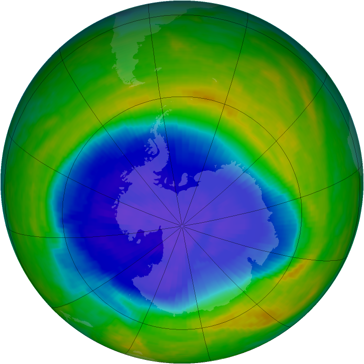 Antarctic ozone map for 20 October 1990